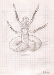 Это тетенька из игры &quot;Герои Меча и Магии&quot;. Нага-Королева.))