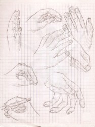 Это я сегодня на уроке рисовала руки.